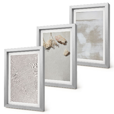 Composizione di 3 quadri Sabbia, pietre e texture consumata in stile boho