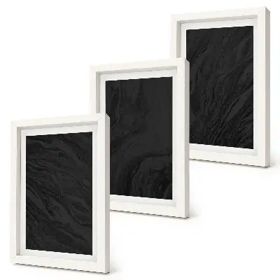Trittico incorniciato con texture eleganti in marmo scuro in stile glamour