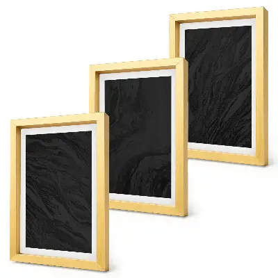 Trittico incorniciato con texture eleganti in marmo scuro in stile glamour