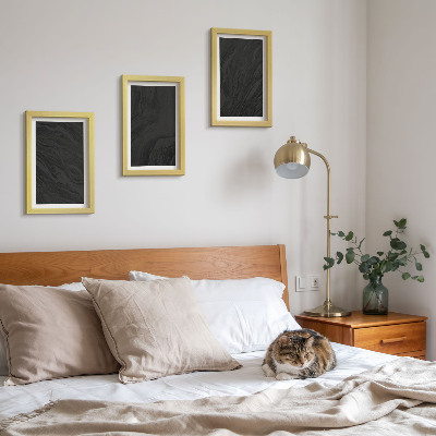 Trittico incorniciato Texture eleganti in marmo scuro in uno stile glamour