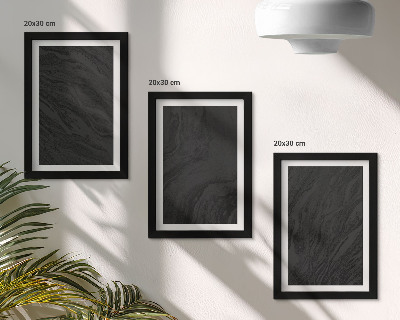 Trittico incorniciato Texture eleganti in marmo scuro in uno stile glamour