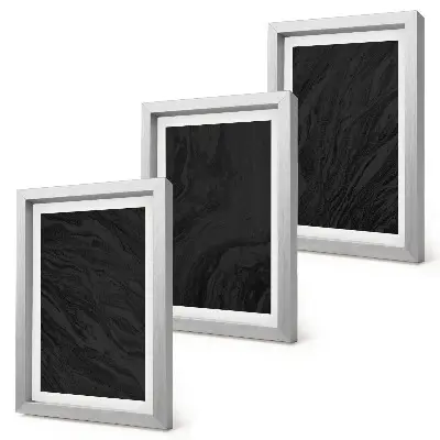 Trittico incorniciato con texture eleganti in marmo scuro in stile glamour