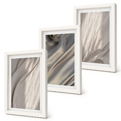 Composizione di 3 quadri Primo piano di strutture in tessuto naturale in stile boho