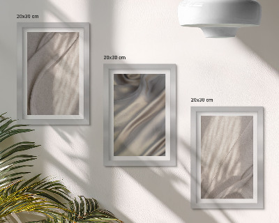 Composizione di 3 quadri Primo piano di strutture in tessuto naturale in stile boho
