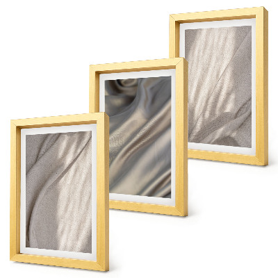 Composizione di 3 quadri Primo piano di strutture in tessuto naturale in stile boho