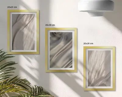 Composizione di 3 quadri con primo piano di strutture in tessuto naturale in stile boho