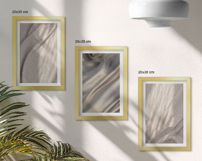 Composizione di 3 quadri Primo piano di strutture in tessuto naturale in stile boho