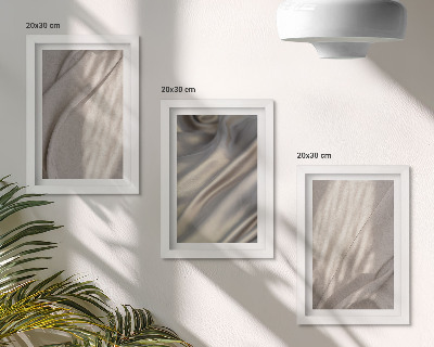 Composizione di 3 quadri Primo piano di strutture in tessuto naturale in stile boho