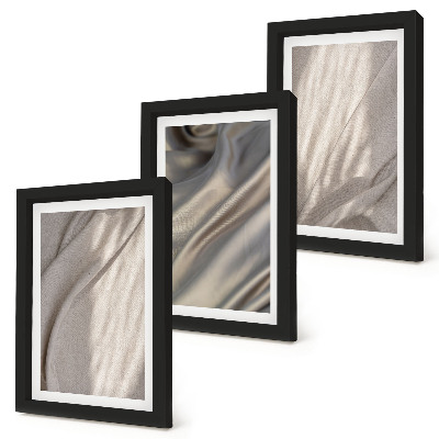 Composizione di 3 quadri Primo piano di strutture in tessuto naturale in stile boho