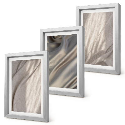 Composizione di 3 quadri Primo piano di strutture in tessuto naturale in stile boho