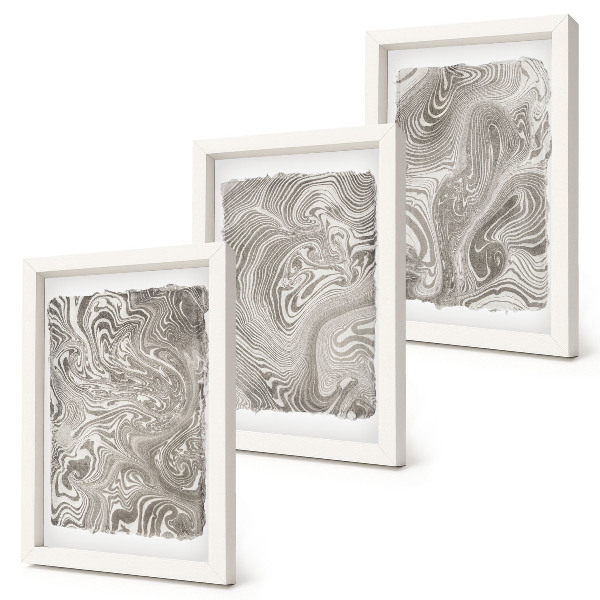 Composizione di 3 quadri pittura astratta dalle forme moderne
