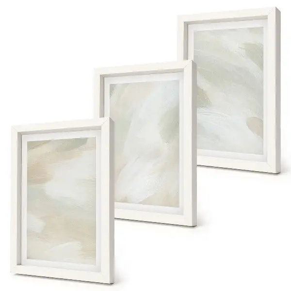 Trittico incorniciato con colori astratti brillanti su tela in stile boho delicato