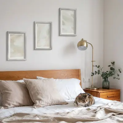 Trittico incorniciato con colori astratti brillanti su tela in stile boho delicato