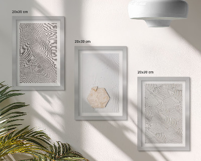 Trittico incorniciato Texture leggere sulla sabbia, delicato stile boho