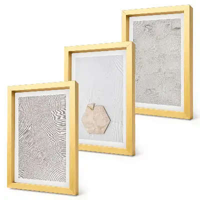 Trittico incorniciato texture leggere sulla sabbia in delicato stile boho