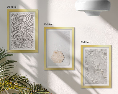 Trittico incorniciato Texture leggere sulla sabbia, delicato stile boho