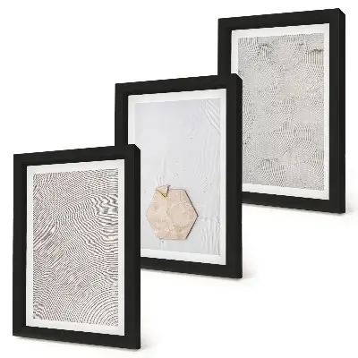 Trittico incorniciato texture leggere sulla sabbia in delicato stile boho