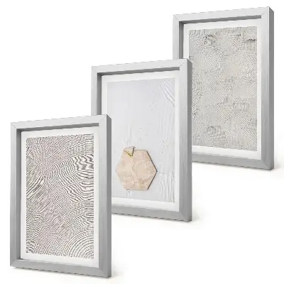 Trittico incorniciato texture leggere sulla sabbia in delicato stile boho