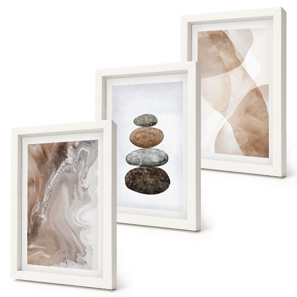 Composizione di 3 quadri Forme astratte dipinte con colori pastello