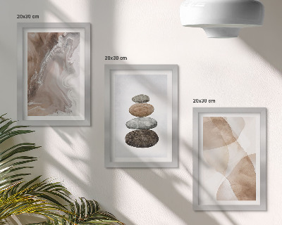 Composizione di 3 quadri Forme astratte dipinte con colori pastello