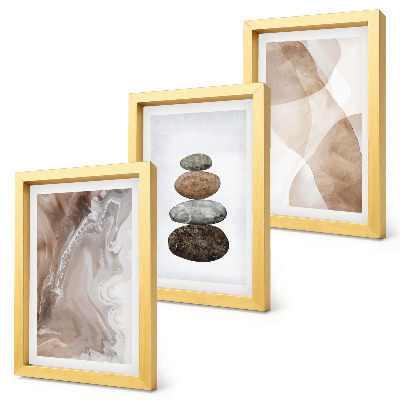 Composizione di 3 quadri Forme astratte dipinte con colori pastello