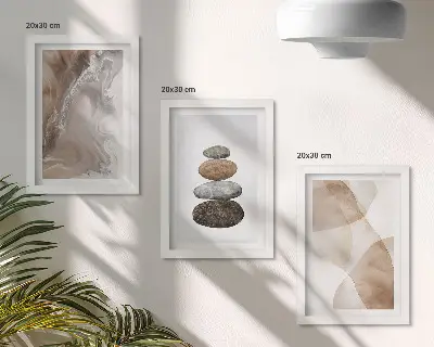 Composizione di 3 quadri con forme astratte dipinte in colori pastello