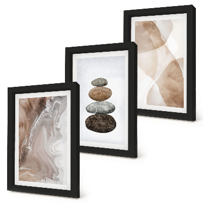 Composizione di 3 quadri Forme astratte dipinte con colori pastello
