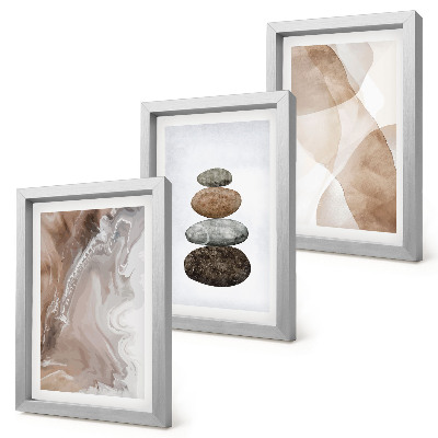 Composizione di 3 quadri Forme astratte dipinte con colori pastello