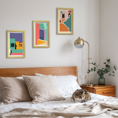 Composizione di 3 quadri Illustrazioni colorate della città in stile moderno