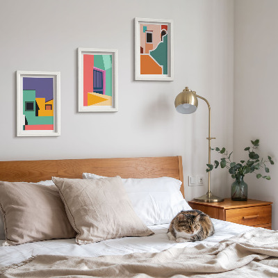 Composizione di 3 quadri Illustrazioni colorate della città in stile moderno
