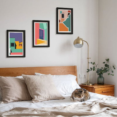 Composizione di 3 quadri Illustrazioni colorate della città in stile moderno