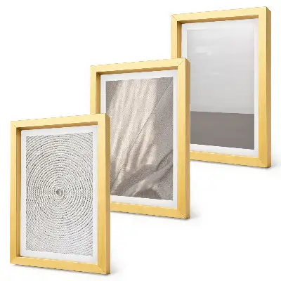 Composizione di 3 quadri con texture naturali delicate in stile boho