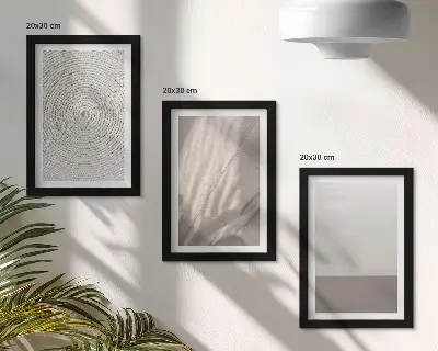 Composizione di 3 quadri con texture naturali delicate in stile boho