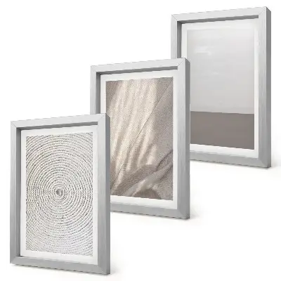 Composizione di 3 quadri con texture naturali delicate in stile boho