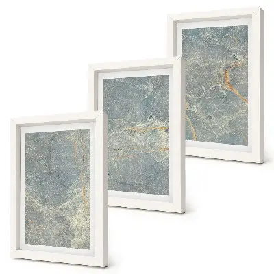 Composizione di 3 quadri struttura decorativa in marmo venato verde