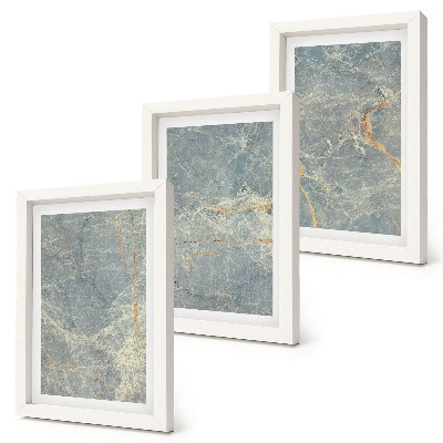 Composizione di 3 quadri Struttura decorativa in pietra di marmo venato verde.