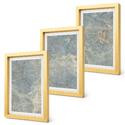 Composizione di 3 quadri Struttura decorativa in pietra di marmo venato verde.
