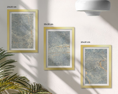 Composizione di 3 quadri Struttura decorativa in pietra di marmo venato verde.