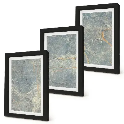 Composizione di 3 quadri struttura decorativa in marmo venato verde
