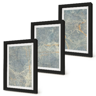 Composizione di 3 quadri Struttura decorativa in pietra di marmo venato verde.