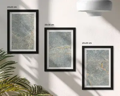 Composizione di 3 quadri struttura decorativa in marmo venato verde