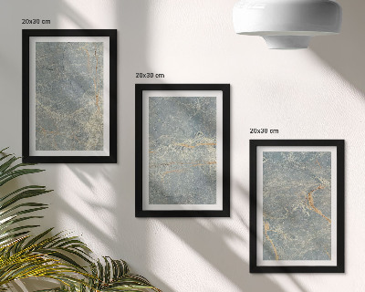 Composizione di 3 quadri Struttura decorativa in pietra di marmo venato verde.