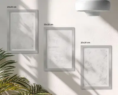 Trittico incorniciato con macchie bianche su tela dal design minimalista