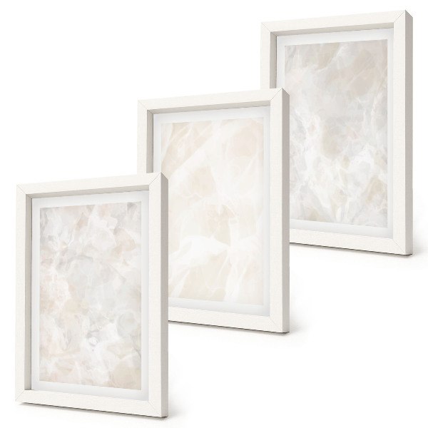 Composizione di 3 quadri Strutture in pietra color pastello di marmo bianco