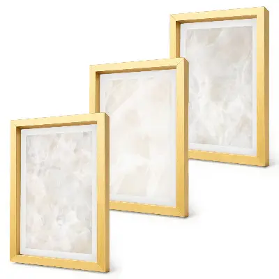 Composizione di 3 quadri con strutture in pietra color pastello di marmo bianco
