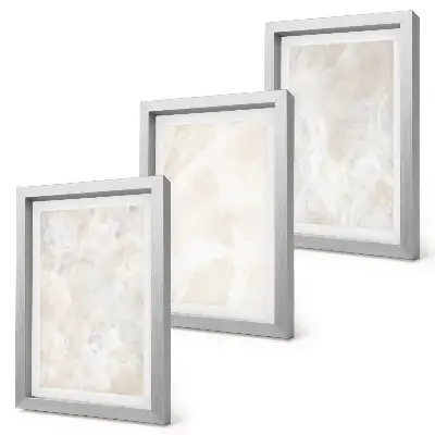 Composizione di 3 quadri con strutture in pietra color pastello di marmo bianco