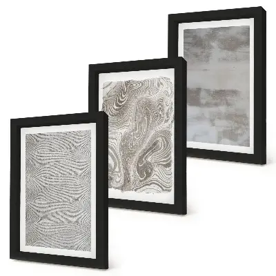 Trittico di quadri incorniciati con strutture industriali dal design astratto