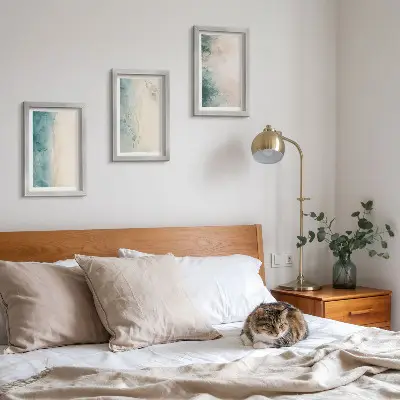 Composizione di 3 quadri acquerelli versati su tela in stile minimalista
