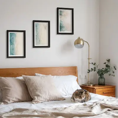 Composizione di 3 quadri acquerelli versati su tela in stile minimalista