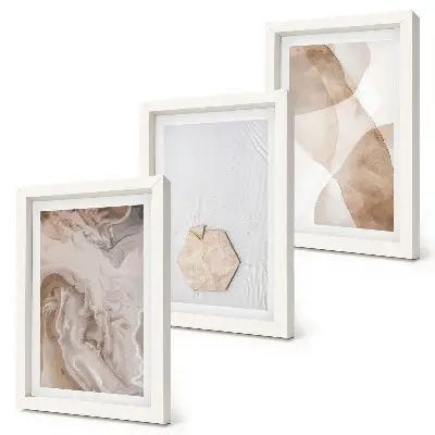 Trittico incorniciato decorazione murale con astrazione di design ispirata alla natura